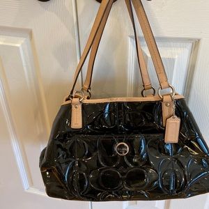 COACH Embossed Black Patent Leather Carryall